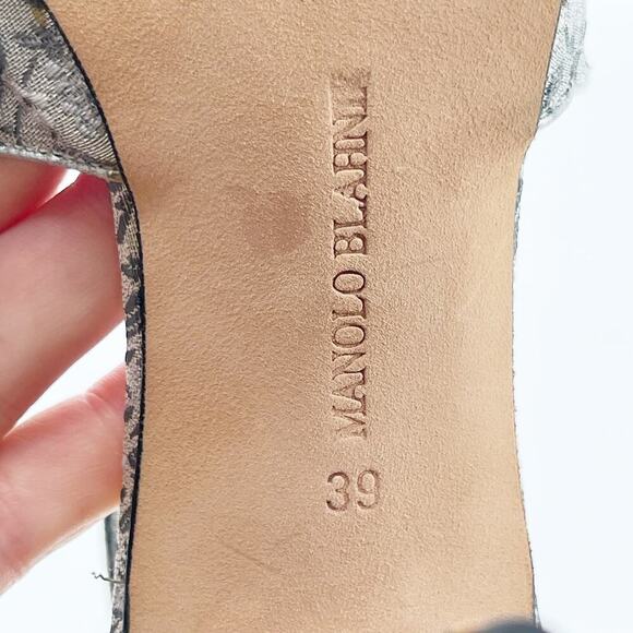 Manolo Blahnik Vintage Silver Brocade Floral Pointed Toe Strappy Heel size IT 39 - Picture 14 of 15